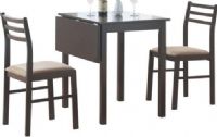 Monarch Specialties I 1078 Cappuccino 3 Piece Solid Top Drop Leaf Dining Set, Square drop leaf, Casual style, Padded seat cushion, Drop leaf table, 30" Leaf Length - Side to Side, 55 lbs Overall Table Weight, 17.5" Side Chair Seat Height, 30" H x 30" W x 35" L Table, 30" H x 30" W x 35" D Table Legs, 32.5" H x 16.5" W x 16.5" D Side Chair, 17" H x 0.7" W x 1.7" D Side Chair Legs, UPC 021032186074 (I 1078 I-1078 I1078) 