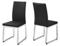 Monarch Specialties I 1092 Set of Two Dining Chairs in Black Leather-Look and Chrome Metal Finish; Black and Chrome; UPC 680796000325 (MONARCH I1092 I 1092 I-1092) 