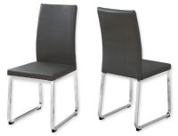 Monarch Specialties I 1094 Set of Two Dining Chairs in Gray Leather-Look and Chrome Metal Finish; Gray and Chrome; UPC 680796000288 (MONARCH I1094 I 1094 I-1094) 