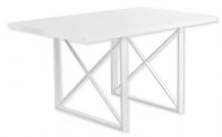 Monarch Specialties I 1101 Dining Table in White Glossy Top and White Metal Finish; White; UPC 680796000349 (MONARCH I1101 I 1101 I-1101) 