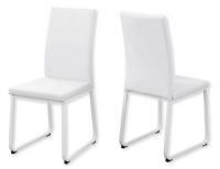 Monarch Specialties I 1102 Set of Two Dining Chairs in White Leather-Look and White Metal Finish; White; UPC 680796000295 (MONARCH I1102 I 1102 I-1102) 
