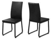 Monarch Specialties I 1106 Set of Two Dining Chairs in Black Leather-Look and Black Metal Finish; Black; UPC 680796000356 (MONARCH I1106 I 1106 I-1106) 
