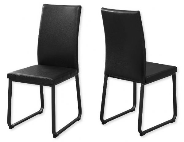 Monarch Specialties I 1106 Set of Two Dining Chairs in Black Leather-Look and Black Metal Finish; Black; UPC 680796000356 (MONARCH I1106 I 1106 I-1106)