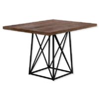 Monarch Specialties I 1107 Dining Table in Brown Reclaimed Wood-Look Top and Black Metal Finish; Brown and Black; UPC 680796016586 (MONARCH I1107 I 1107 I-1107) 