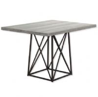 Monarch Specialties I 1108 Dining Table in Gray Reclaimed Wood-Look Top and Black Metal Finish; Gray and Black; UPC 680796016593 (MONARCH I1108 I 1108 I-1108) 