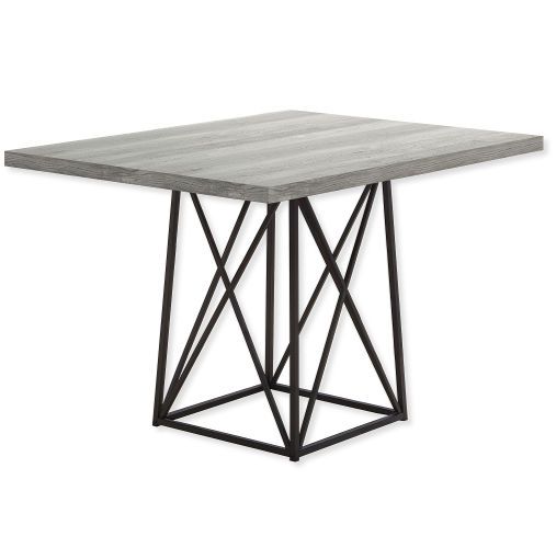 Monarch Specialties I 1108 Dining Table in Gray Reclaimed Wood-Look Top and Black Metal Finish; Gray and Black; UPC 680796016593 (MONARCH I1108 I 1108 I-1108)