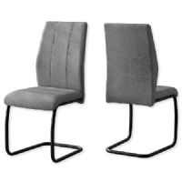 Monarch Specialties I 1113 Set of Two Dining Chairs in Gray Fabric and Black Metal Finish; Gray and Black; UPC 680796016937 (MONARCH I1113 I 1113 I-1113) 