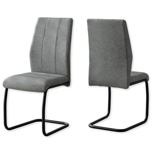 Monarch Specialties I 1113 Set of Two Dining Chairs in Gray Fabric and Black Metal Finish; Gray and Black; UPC 680796016937 (MONARCH I1113 I 1113 I-1113)