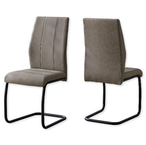 Monarch Specialties I 1114 Set of Two Dining Chairs in Taupe Fabric and Black Metal Finish; Taupe and Black; UPC 680796016944 (MONARCH I1114 I 1114 I-1114)