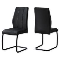 Monarch Specialties I 1123 Set of Two Dining Chairs in Black Leather-Look and Black Metal Finish; Black; UPC 680796016951 (MONARCH I1123 I 1123 I-1123) 