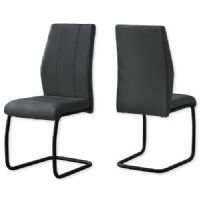 Monarch Specialties I 1124 Set of Two Dining Chairs in Gray Leather-Look and Black Metal Finish; Gray and Black; UPC 680796016968 (MONARCH I1124 I 1124 I-1124) 