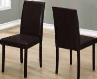 Monarch Specialties I 1172 Dining Chair; Simple modern design; Easy to clean leather-look upholstery; Comfortably padded seating (Seat height: 18.5"H, Seat dims: 17"Wx16"Dx19.5" back rest); Set of 2 chairs; Blends well with most decors; Made in Rubberwood, MDF, Foam (Carb compliant), Polyurethane; Weight 24 Lbs; UPC 878218006608 (I1172 I 1172) 