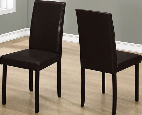 Monarch Specialties I 1172 Dining Chair; Simple modern design; Easy to clean leather-look upholstery; Comfortably padded seating (Seat height: 18.5