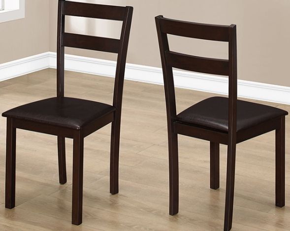 Monarch Specialties I 1176 Dining Chair; Rich cappuccino finish; Easy clean leather look material; Generously padded seats; Blends well with any decor; Made with Rubberwood, Foam, Polyurethane; Weight 28 Lbs; UPC 878218007049 (I1176 I 1176)