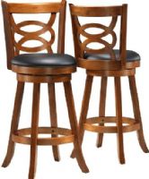 Monarch Specialties I 1251 Dark Oak Solid Wood 42" High Swivel Barstool (2 Pieces); Plush black swivel seat, interlocking circle design and perfectly positioned circular footrest, will add a touch of elegance to any game room or dining area; Dimensions 18&#8243;L x 19&#8243;W x 42&#8243;H; Weight 48 lbs; UPC 021032227340 (I1251 I-1251) 
