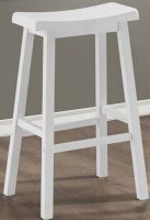 Monarch Specialties I 1534 Distressed White 29" Saddle Seat Barstools, Wood Frame Material, Traditional Style, Backless Back, Non Swivel Type, Armless, Foot Rest, Saddleseat, Comfortable saddle seat, Perfectly positioned footrest, 31" W x 17" D x 10" H, White Finish, Set of 2, UPC 878218002815 (I 1534 I-1534 I1534) 