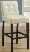 Monarch Specialties I 1761TP Two Pieces Taupe Leather Look Bar Stool; Set of 2 barstools; Attractive and comfortable faux leather upholstery with tufted back and seating; Solid wood legs in a dark espresso tone; Made with Polyurethane, Foam, Rubberwood; Seat height 29"; Cushion thickness 2"; Weight 44 Lbs; UPC 021032245665 (I1761TP I 1761TP) 