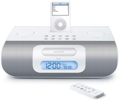 iLUV i177WHT Stereo Docking System - White For iPod with video (30GB, 60GB, 80GB), iPod nano (1st generation), iPod shuffle, iPod mini, iPod 4G, iPod 3G Only, Powerful built-in speakers allow you to hear your music with depth and clarity (I177-WHT I-177WHT I177 I-177 jWIN)