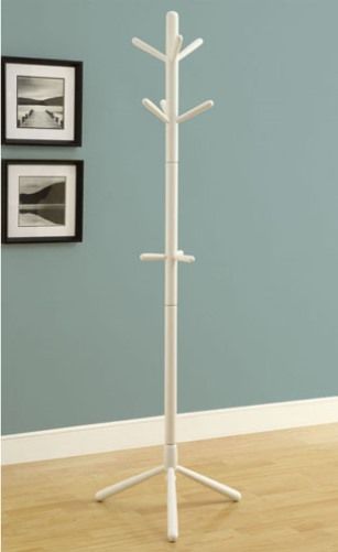 Monarch Specialties I 2002 White Contemporary Solid Wood Coat Rack; Organize your home with this contemporary solid wood coat rack; A beautiful lustrous white finish and a sturdy pedestal base bring plenty of stylish storage into your living space; Simplicity of the design makes it easy to create functionality in your entryway, hallway or living room; UPC 021032260477 (I2002 I-2002)