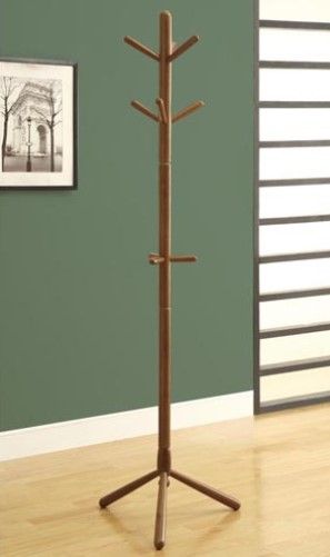 Monarch Specialties I 2003 Oak Contemporary Solid Wood Coat Rack; Organize your home with this contemporary solid wood coat rack; A beautiful lustrous white finish and a sturdy pedestal base bring plenty of stylish storage into your living space; Simplicity of the design makes it easy to create functionality in your entryway, hallway or living room; UPC 021032260484 (I2003 I-2003)