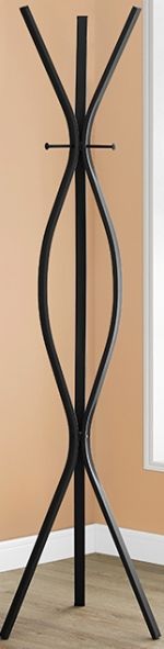 Monarch Specialties I 2051 Black Metal Coat Rack; Contemporary design; Offers stylish storage options which includes 2 hanging pegs; Blends well with any dcor whether it's your hallway, entryway, home office, bathroom, or bedroom; Fresh white finish; Made in Metal; Weight 11 Lbs; UPC 878218009241 (I2051 I 2051)