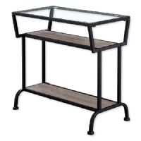 Monarch Specialties I 2067 Twenty-Two-Inch-Tall Accent Table in Dark Taupe and Black Metal Finish with Tempered Glass Top; Dark Taupe and Black; UPC 680796012519 (I 2067 I2067 I-2067) 