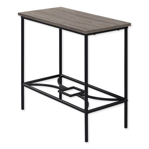 Monarch Specialties I 2075 Twenty-Two-Inch-Tall Accent Table in Dark Taupe Top and Black Metal Finish; Dark Taupe and Black; UPC 680796012533 (I 2075 I2075 I-2075)