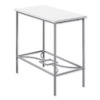Monarch Specialties I 2077 Twenty-Two-Inch-Tall Accent Table in White Top and Silver Metal Finish; White and Silver; UPC 680796012557 (I 2077 I2077 I-2077) 