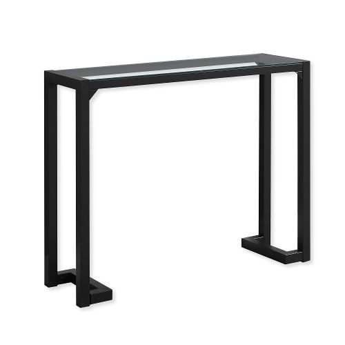 Monarch Specialties I 2106 Fourty-Two-Inch-Long Hall Console Accent Table in Black Metal Finish and Tempered Glass; UPC 680796000516 (I 2106 I2106 I-2106)