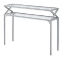Monarch Specialties I 2115 Fourty-Two-Inch-Long Hall Console Accent Table in Silver Metal Finish and Tempered Glass; UPC 680796000363 (I 2115 I2115 I-2115) 