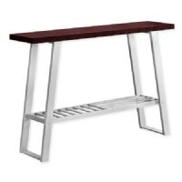 Monarch Specialties I 2116 Forty-Eight-Inch-Long Hall Console Accent Table in Cappuccino Top and Silver Metal Finish; UPC 680796012564 (I 2116 I2116 I-2116) 