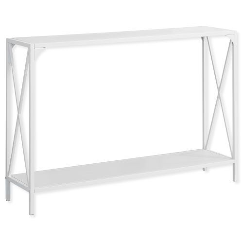 Monarch Specialties I 2124 Forty-Eight-Inch-Long Hall Console Accent Table in White Top and White Metal Finish; UPC 680796012588 (I 2124 I2124 I-2124)