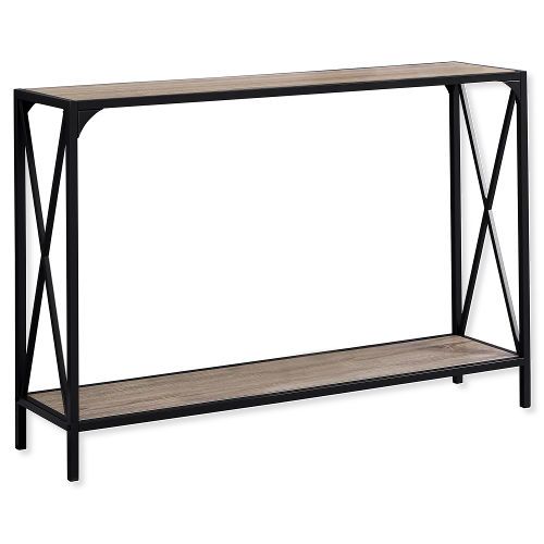 Monarch Specialties I 2125 Forty-Eight-Inch-Long Hall Console Accent Table in Dark Taupe Top and Black Metal Finish; UPC 680796012595 (I 2125 I2125 I-2125)