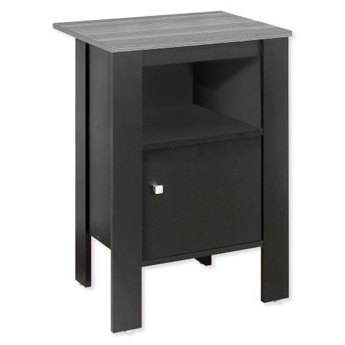 Monarch Specialties I 2134 Accent Table or Night Stand with Gray Laminate Top and in Black Finish; UPC 680796017019 (I 2134 I2134 I-2134)