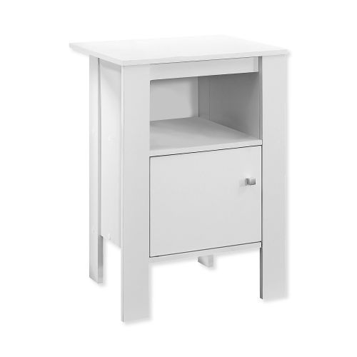Monarch Specialties I 2137 Accent Table or Night Stand with Storage in White Finish; UPC 680796001049 (I 2137 I2137 I-2137)