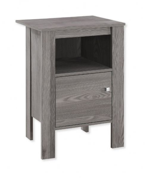 Monarch Specialties I 2138 Accent Table Or Night Stand With Storage In Gray Finish; UPC 680796001056 (I 2138 I2138 I-2138)