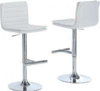 Monarch Specialties I 2355 White / Chrome Metal Hydraulic Lift Barstool, Stylish look perfect for get-togethers and sleek dining, Chrome metal Finished Pedestal base, Hydraulic lift to adjust the seat height, Footrest for added comfort, White seat, Padded straight line roll back, 25" to 30" Seat height, 16" L x 18" W x 45" H Overall, Set of 2, UPC 021032245054 (I 2355 I-2355 I2355) 