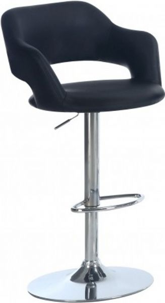 Monarch Specialties I 2357 Black / Chrome Metal Hydraulic Lift Barstool, Cool contemporary look, Plush curve, Black leatherette Back and seat, High polished chrome finished Shiny steel base, Hydraulic lift to adjust, 25