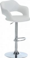 Monarch Specialties I 2358 White / Chrome Metal Hydraulic Lift Barstool, Cool contemporary look, Plush curve, White leatherette Back and seat, High polished chrome finished Shiny steel base, Hydraulic lift to adjust, 25" to 30" Height from, 23" L x 23" W x 41" H Overall, Round footrest below for comfort, UPC 021032245085 (I 2358 I2358 I-2358) 