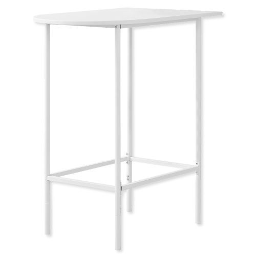 Monarch Specialties I 2376 Twenty-Four-Inch By Thirty-Six-Inch Half-Moon Bar Height Spacesaver Bar Table in White Top and Metal Frame; Contemporary design; Sturdy white metal legs with white table top; Seats up to 2 people; Great for small homes, condos, apartments; UPC 680796000547 (I 2376 I2376 I-2376)
