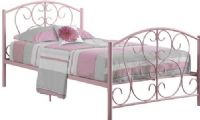 Monarch Specialties I 2390P Pink Metal Twin Bed Frame Only, Crafted from Metal Tube, 2" Metal post legs, 40" H x 40" W x 39" D Headboard, 27" H x 40" W x 39" D Footboard, Calming simplicity with gracious curves, Two inch metal tubing, Pink metal frame, 41"L x 78" W x 37" H Overall, UPC 878218004451  (I 2390P I-2390P I2390P I2390 I-2390 I 2390) 