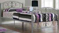 Monarch Specialties I 2390S Silver Metal Twin Bed Frame Only, Crafted from Metal Tube, 2" Metal post legs, 40" H x 40" W x 39" D Headboard, 27" H x 40" W x 39" D Footboard, Calming simplicity with gracious curves, Two inch metal tubing, Silver metal frame, 41"L x 78" W x 37" H Overall, UPC 878218004468 (I 2390S I-2390S I2390S I2390 I-2390 I 2390)  