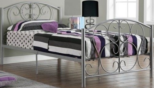 Monarch Specialties I 2390S Silver Metal Twin Bed Frame Only, Crafted from Metal Tube, 2