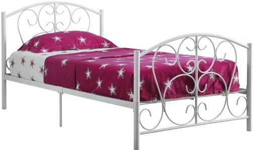 Monarch Specialties I 2390W White Metal Twin Bed Frame Only, Crafted from Metal Tube, 2