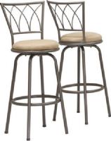 Monarch Specialties I 2393 Dark Coffee Metal 43"H Swivel Barstool (Set of 2); 29 high barstool is perfect for all types of game rooms and dining rooms; With its high horizontal slat back, comfortable beige pivoting seat and well positioned footrest, this unit is sure to be the staple of many memorable evenings with friends and family; UPC 021032207946 (I2393 I 2393) 