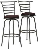 Monarch Specialties I 2396 Silver Grey Metal 43"H Swivel Barstool (Set of 2); 29 high barstool is perfect for all types of game rooms and dining rooms; With its high horizontal slat back, comfortable beige pivoting seat and well positioned footrest, this unit is sure to be the staple of many memorable evenings with friends and family; UPC 021032207960 (I2396 I 2396) 