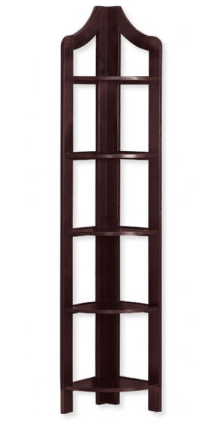 Monarch Specialties I 2417 Seventy-Two-Inch-High Corner Bookcase or Etagere in Cappuccino Finish; Five fixed shelves for plenty of storage and display options; Multi-functional and compact design as a corner accent display unit or bookcase; UPC 680796013233 (I 2417 I2417 I-2417)