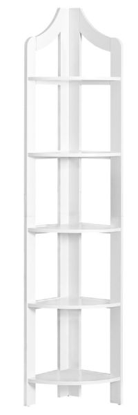 Monarch Specialties I 2419 Seventy-Two-Inch-High Corner Bookcase or Etagere in White Finish; Five fixed shelves for plenty of storage and display options; Multi-functional and compact design as a corner accent display unit or bookcase; UPC 680796013257 (I 2419 I2419 I-2419)