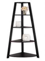 Monarch Specialties I 2423 Sixty-Inch-High Corner Bookcase or Etagere in Cappuccino Finish; Four fixed tray style shelves; Perfect as a corner bookcase or accent piece; UPC 878218009586 (I 2423 I2423 I-2423) 