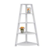 Monarch Specialties I 2425 Sixty-Inch-High Corner Bookcase or Etagere in White Finish; Four fixed tray style shelves; Perfect as a corner bookcase or accent piece; UPC 878218009609 (I 2425 I2425 I-2425) 
